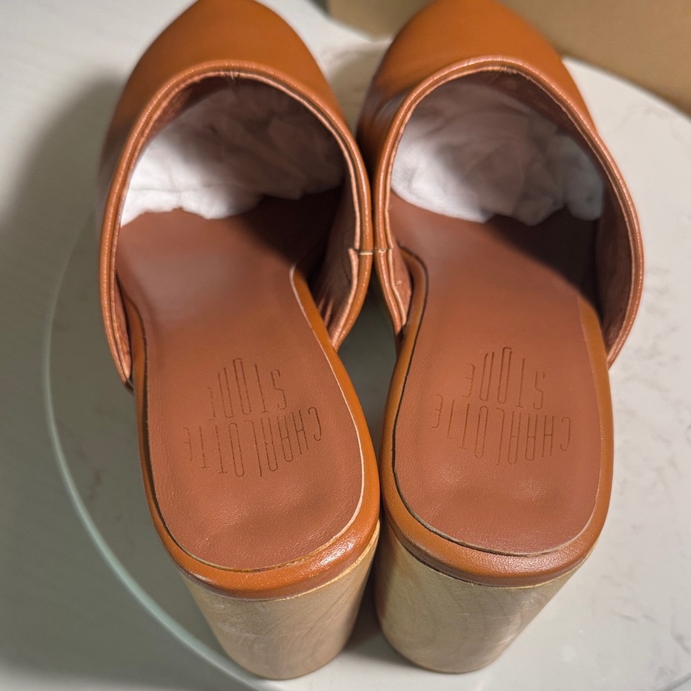 Charlotte Stone Brown Leather Marlo Clog in Luggage - Picture 8 of 8